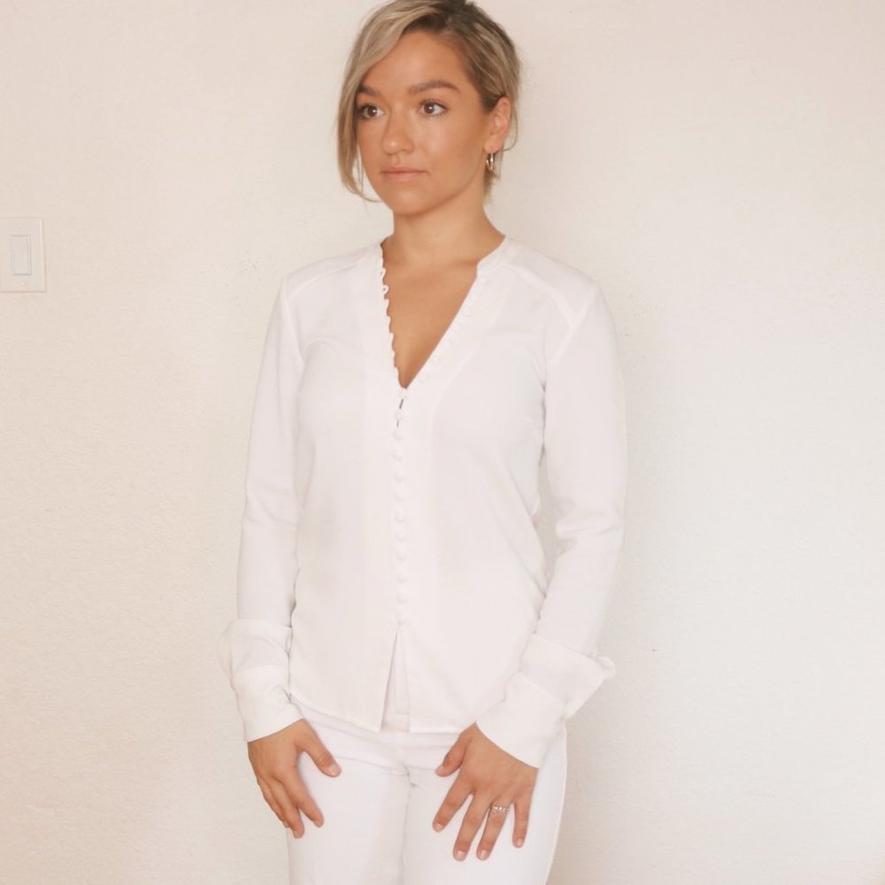 White Button-Down Blouse